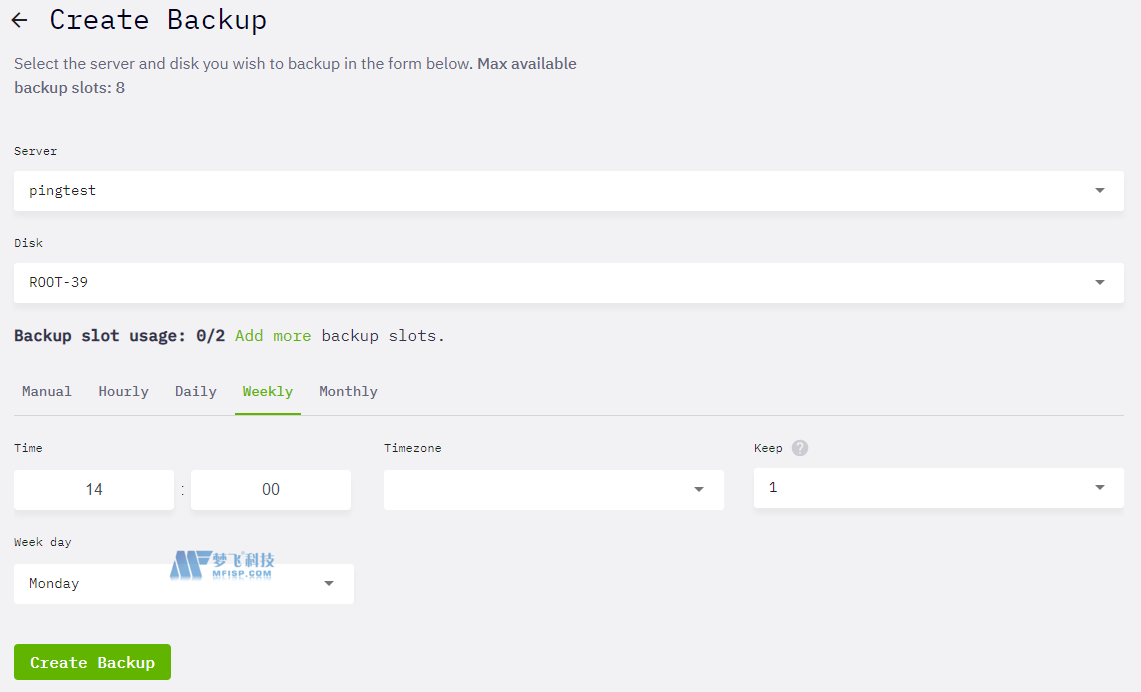 如何创建我的云托管服务器的备份
